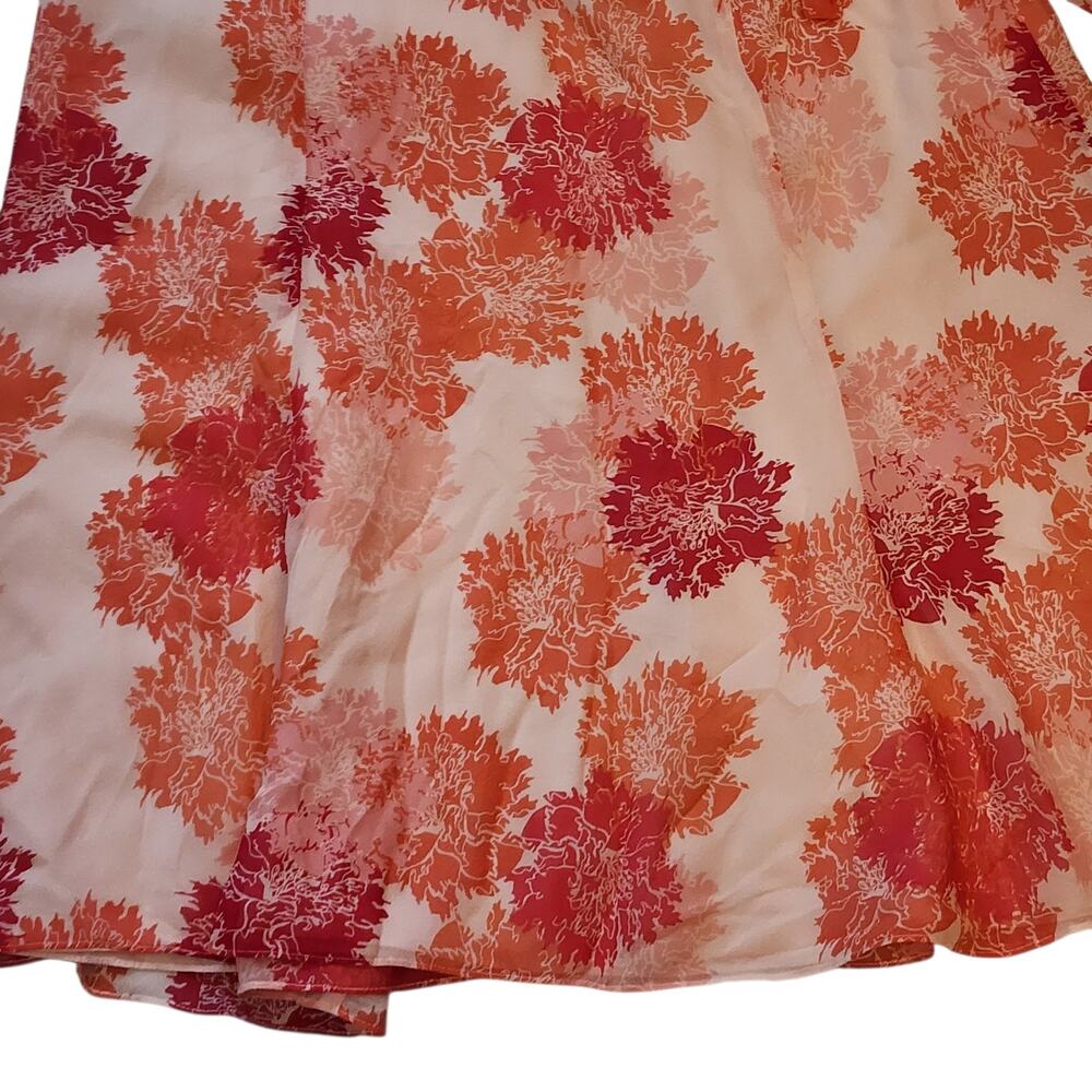 Ann Taylor Womens Silk Skirt Size 4 Pink Floral Knee Length Chiffon Lined - Picture 4 of 8